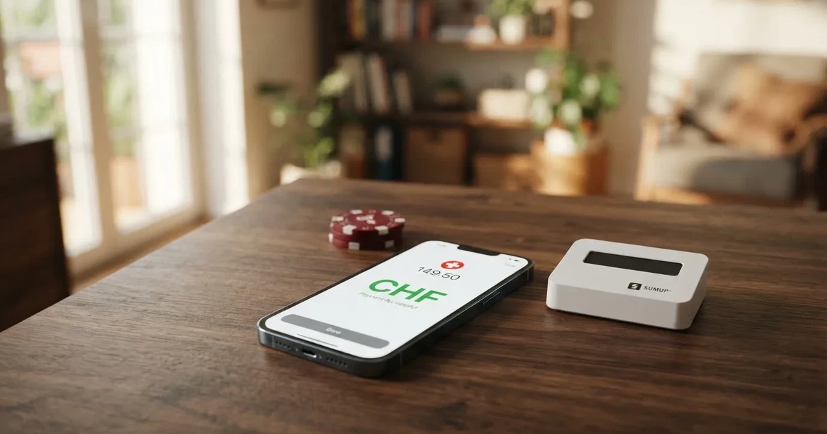 Kartenterminal und Smartphone mit einer ausstehenden Zahlungsbenachrichtigung — 5 franken bonus ohne einzahlung casino