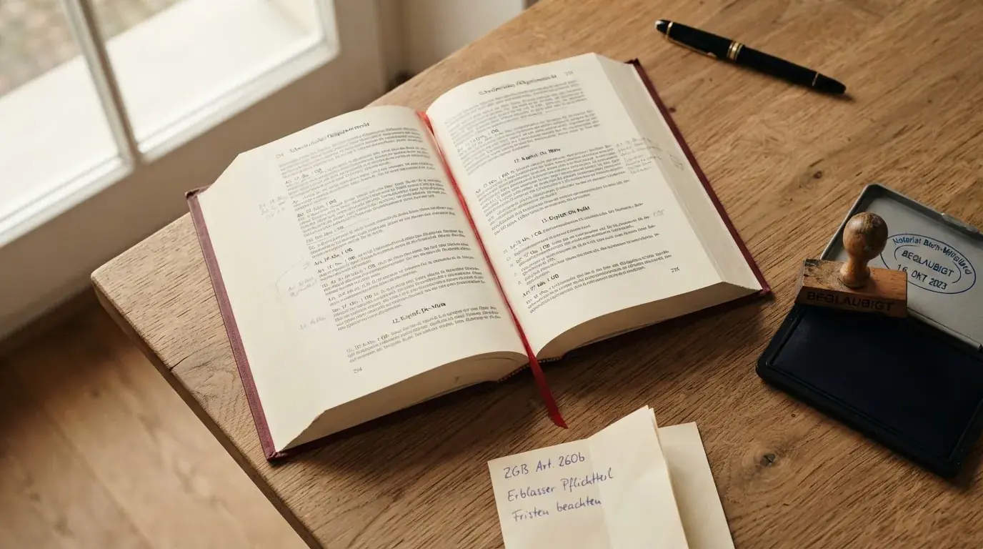 Amtliches Schreiben mit Stempel auf einem Schreibtisch neben einem Gesetzbuch — beste live baccarat schweiz
