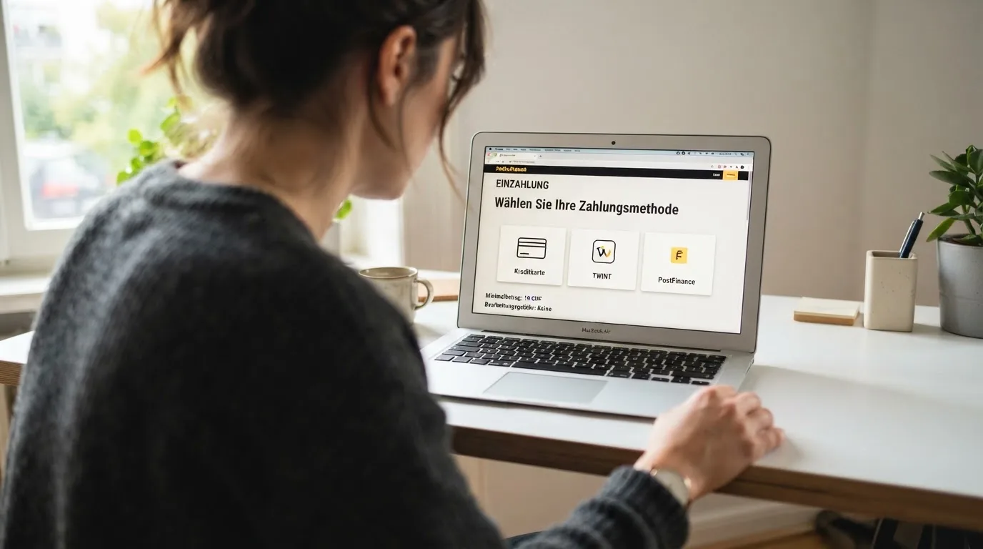 Person am Laptop liest eine Übersichtsseite zu Geldspielen im Internet — beste online casino mit apple pay bezahlen