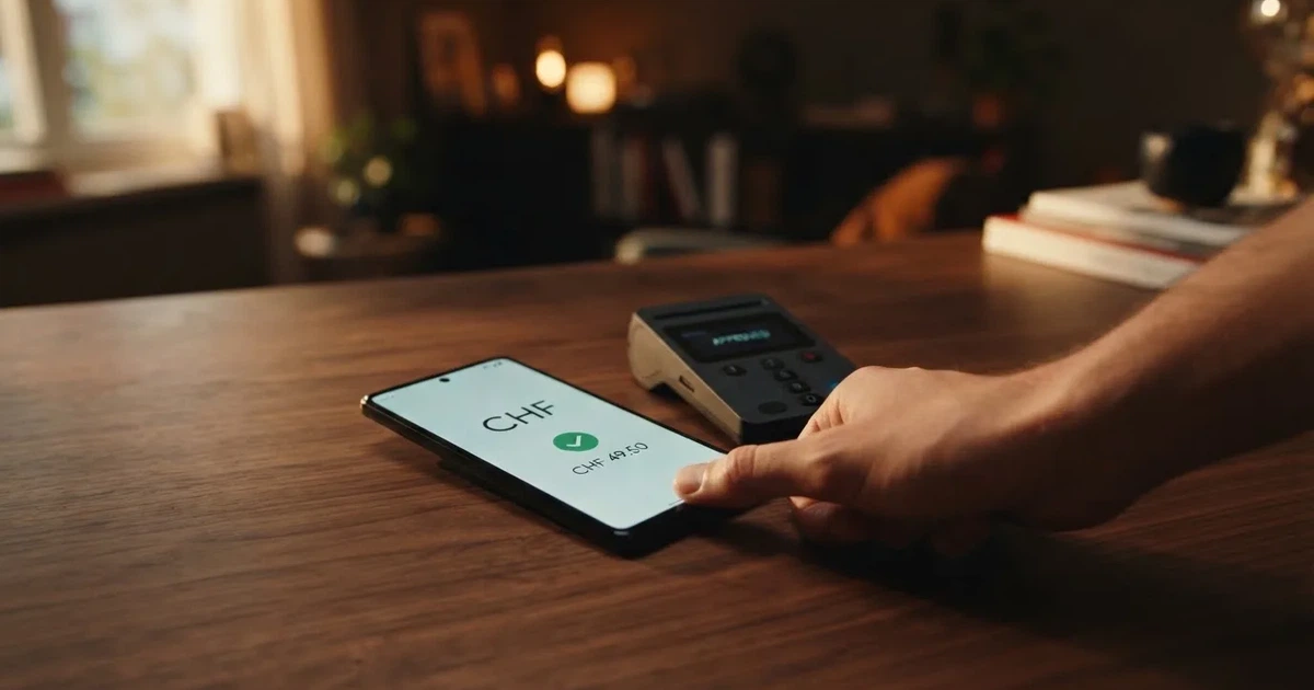 Kartenterminal und Smartphone mit einer ausstehenden Zahlungsbenachrichtigung — handy casino echtgeld bonus ohne einzahlung