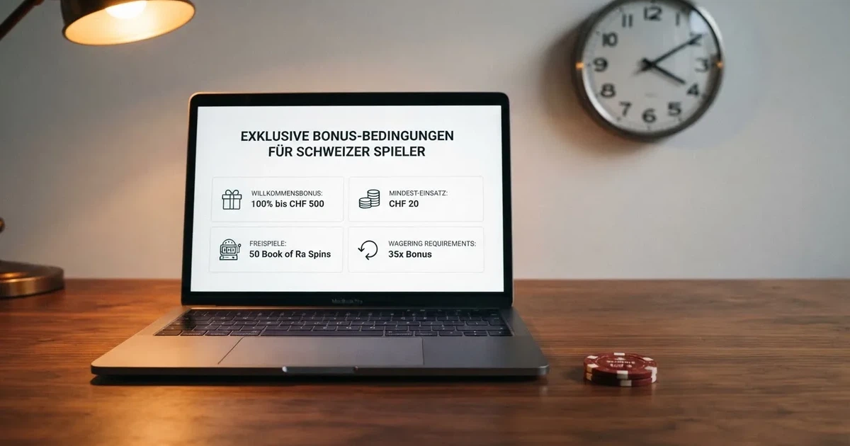Bildschirm mit Bonusbedingungen, Einsatztabelle und einer Uhr im Hintergrund — online casino bonus ohne einzahlung sofort